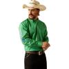 Ariat Men’s Team Logo Twill Classic Fit Shirt(Green/Blue)