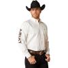 Ariat Men’s Team Logo Twill Classic Fit Shirt(White/Orange)
