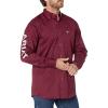 Ariat Men’s Team Logo Twill Fitted Shirt(Burgundy/White)