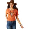 Ariat Womens Ariat Denim Label T-Shirt(Adobe Heather/Ariat Bison Skull)