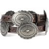 Ariat Women’s Brown Tooled with Silver Oval Concho Leather Belt(Brown)
