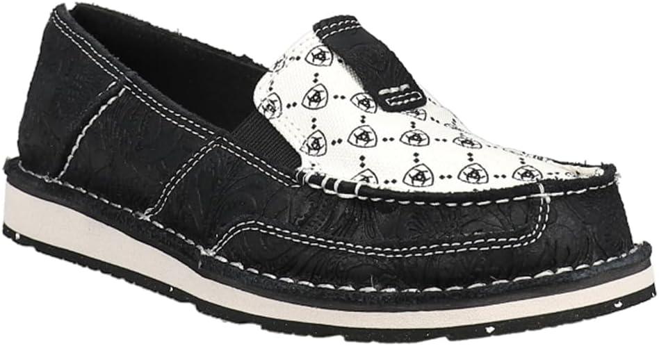 imageAriat Womens Cruiser Casual ShoeBlack Suede EmbossBlack and White Ariat Logo