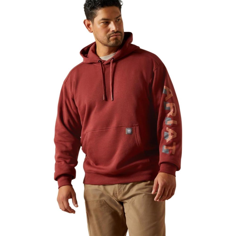 imageARIAT mens Rebar Lightweight Logo HoodieMadder Brown