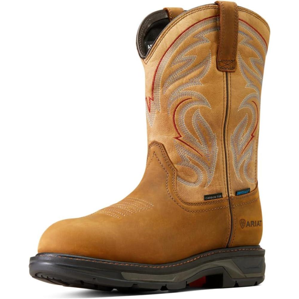 imageARIAT mens Workhog Xt Coil Wide Square Toe Work BootDistressed BrownBravo Brown