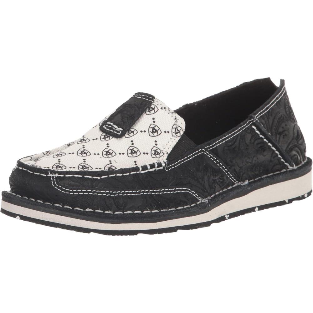 imageAriat Womens Cruiser Casual ShoeBlack Suede EmbossBlack and White Ariat Logo