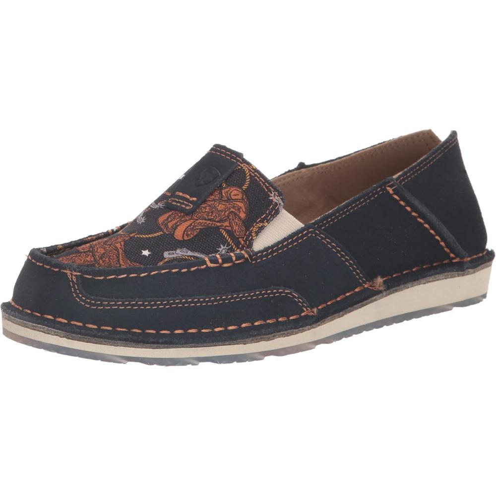 imageAriat Womens Cruiser Casual ShoeNavy Blue SuedeSaddle Up Print