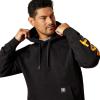 ARIAT mens Rebar Lightweight Logo Hoodie(Black/Rebar Orange)
