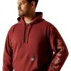 ARIAT mens Rebar Lightweight Logo Hoodie(Madder Brown)