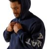 ARIAT mens Rebar Lightweight Logo Hoodie(Navy Heather/Alloy)