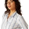 Ariat Women’s Kirby Fitted Button-Down Shirt(Faded Ombre Blue Stripe)