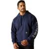 ARIAT mens Rebar Lightweight Logo Hoodie(Navy Heather/Alloy)