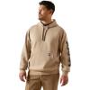 ARIAT mens Rebar Lightweight Logo Hoodie(Oatmeal Heather/Black)