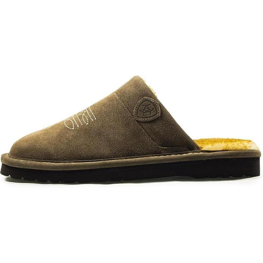 imageARIAT Mens 2842 Silversmith Outdoor Indoor Western Suede Foam Cushioned Square Toe SlipperStone