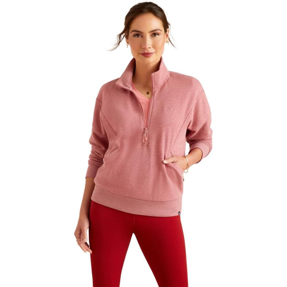 imageAriat Womens Friday Cotton 12 Zip SweatshirtHeather Dusty Rose