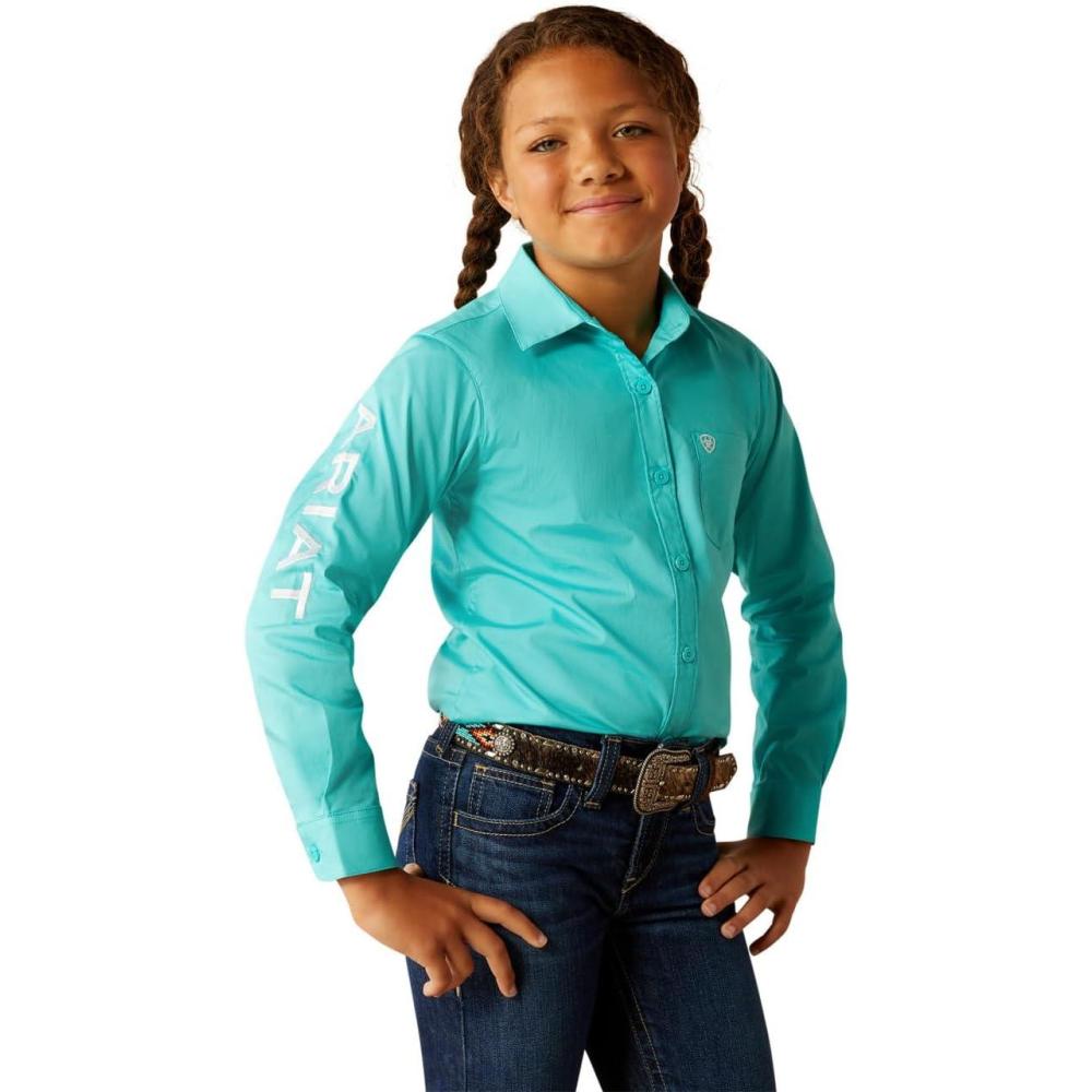 imageAriat Youth Girls Mauve Stripe Team ShirtBlue Turquoise