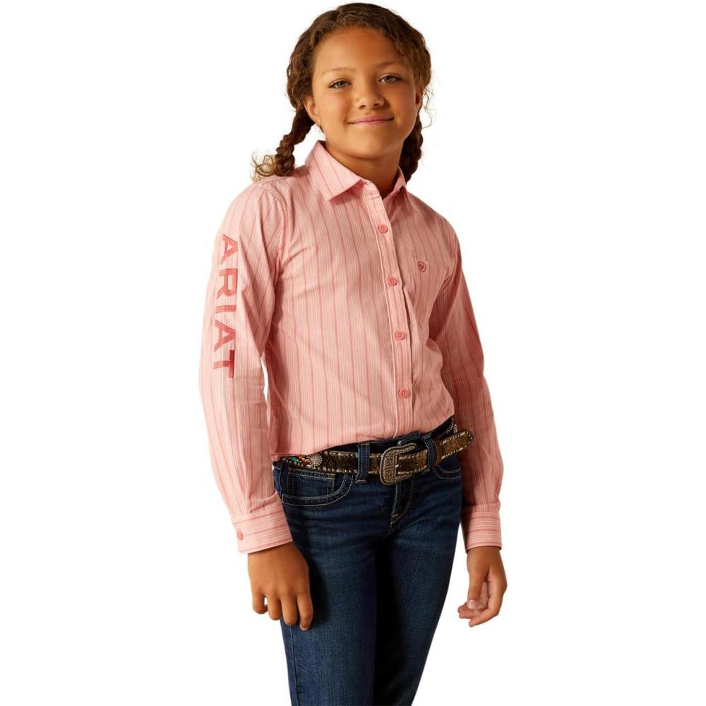 imageAriat Youth Girls Mauve Stripe Team ShirtMauve Stripe