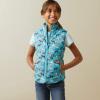ARIAT Unisex Youth Bella Reversible Insulated Vest(Mosaic Blue/Aqua Foam Herd Pri)