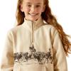 ARIAT girls Pasture 1/4 Zip Sweatshirt(Oatmeal Heather)