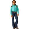 Ariat Youth Girls Mauve Stripe Team Shirt(Blue Turquoise)