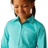 Ariat Youth Girls Mauve Stripe Team Shirt(Blue Turquoise)