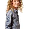 Ariat Youth Girls Mauve Stripe Team Shirt(Dress Blue Stripe)