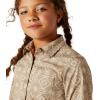 Ariat Youth Girls Mauve Stripe Team Shirt(Lone Ridge Print)