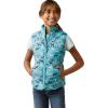 ARIAT Unisex Youth Bella Reversible Insulated Vest(Mosaic Blue/Aqua Foam Herd Pri)