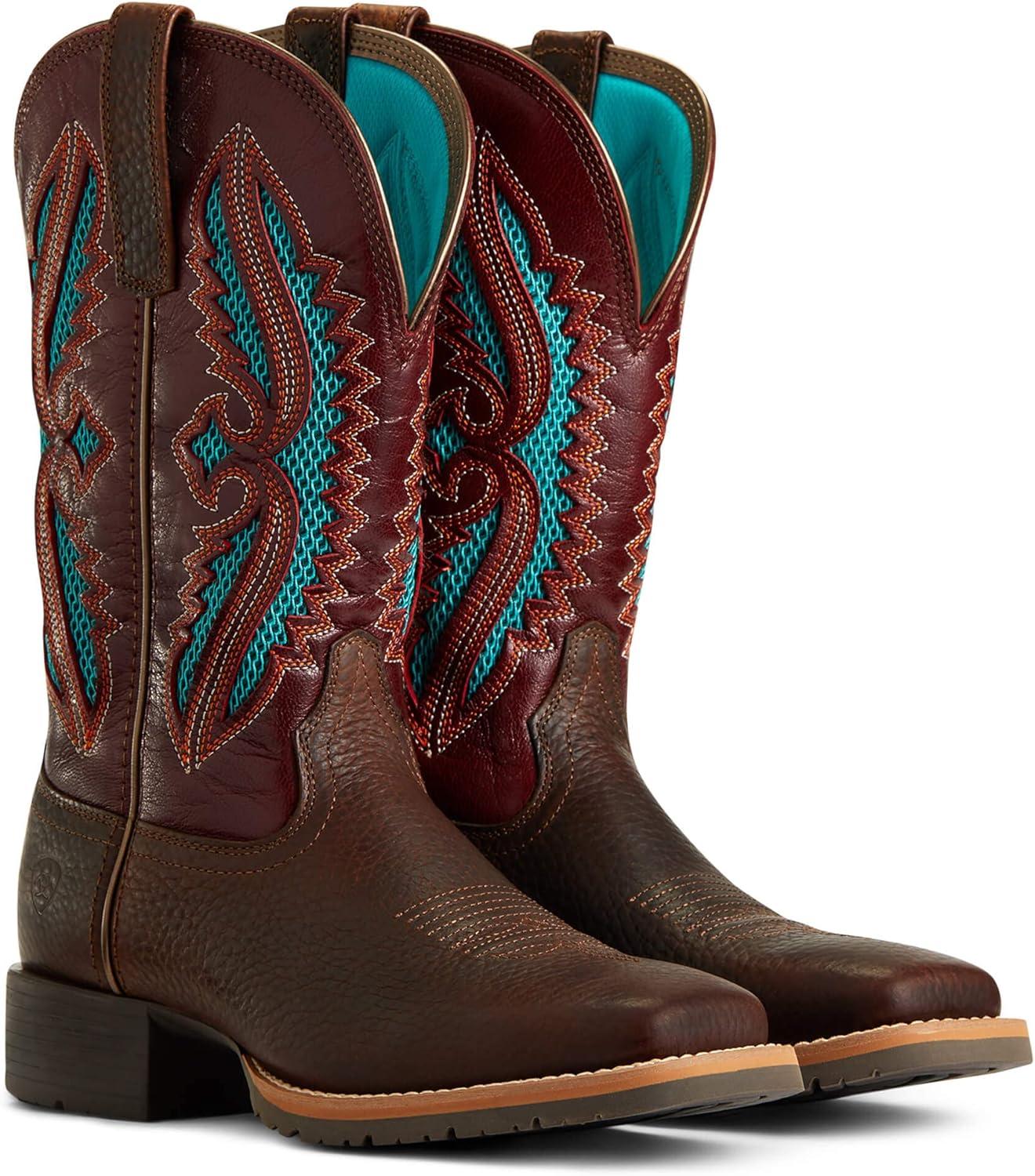 imageAriat womens Hybrid Rancher Venttek 360 Western BootWestern BootBrown Oiled RowdyRouge
