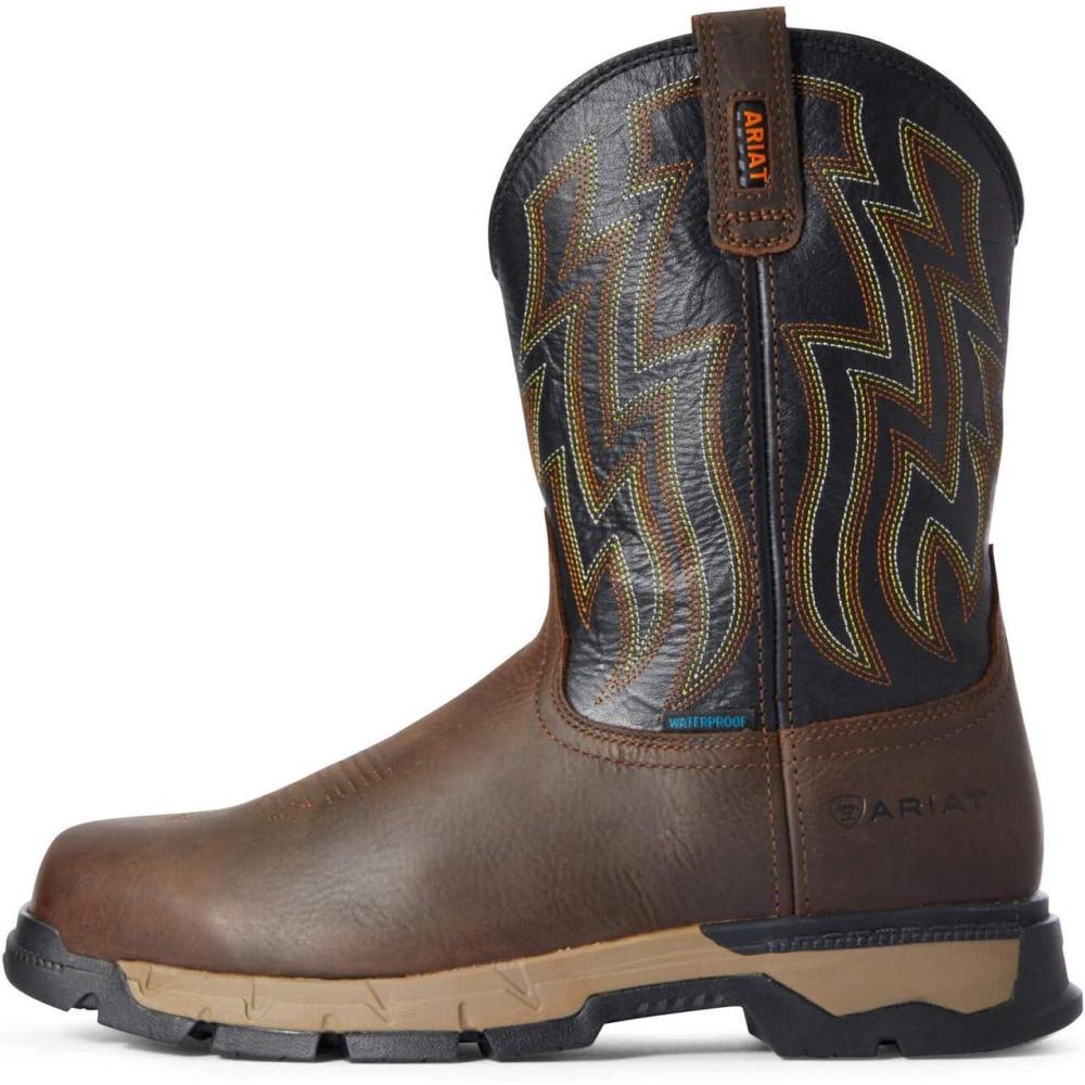 imageARIAT mens Rebar Flex Western Waterproof Work BootDark BrownBlack