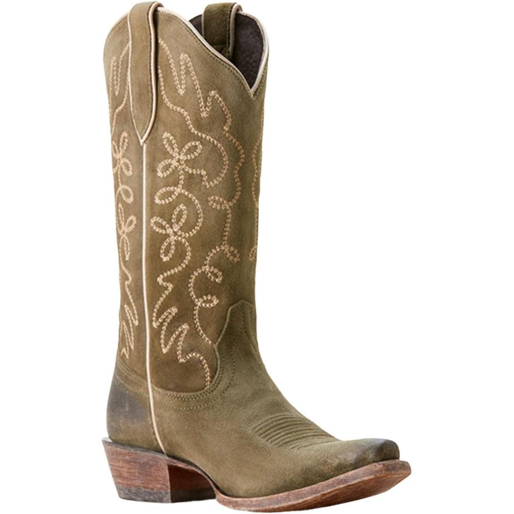 imageARIAT womens Jukebox Western BootSoft Olive Suede