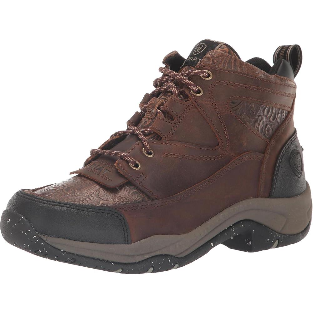 imageARIAT womens Terrain Eco BootDistressed BrownBrown Floral Emboss