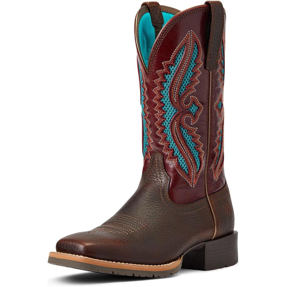 imageAriat womens Hybrid Rancher Venttek 360 Western BootWestern BootBrown Oiled RowdyRouge