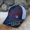 ARIAT Ladies Adjustable Slide Closure w/Cursive Logo Denim Mesh Back Hat
