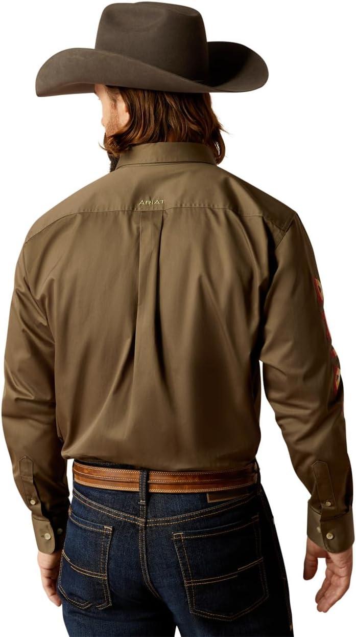 imageARIAT Mens Pro Series Classic Fit ShirtOlive GreenOrange