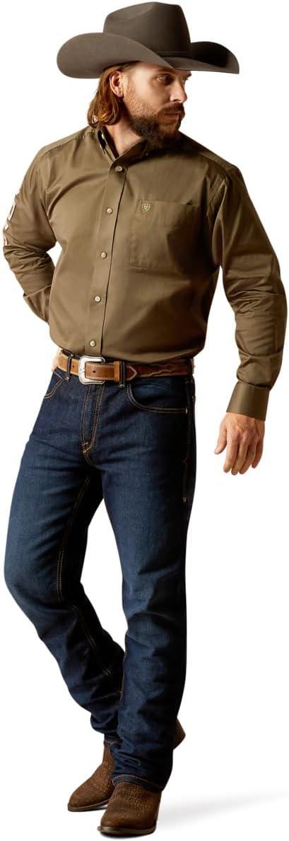 imageARIAT Mens Pro Series Classic Fit ShirtOlive GreenOrange