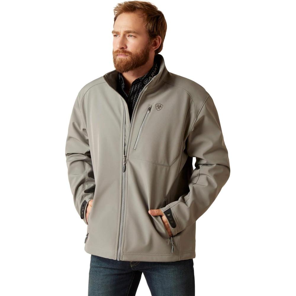 imageARIAT Big ampamp Tall Logo 20 Softshell JacketJetty Grey