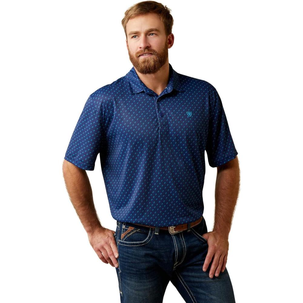 imageARIAT Mens All Over Print PoloMonaco Blue