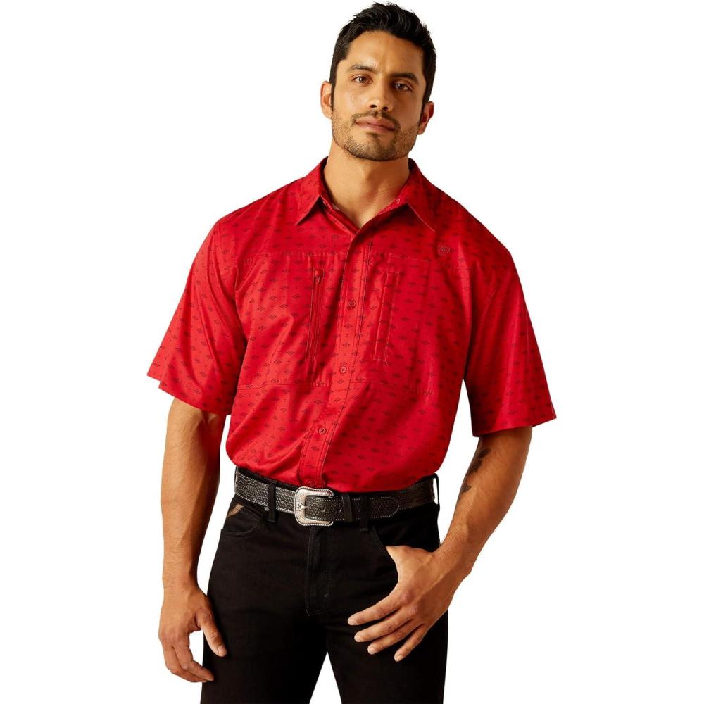 imageARIAT Mens Venttek Newsboy Blue Shirt BlueHaute Red