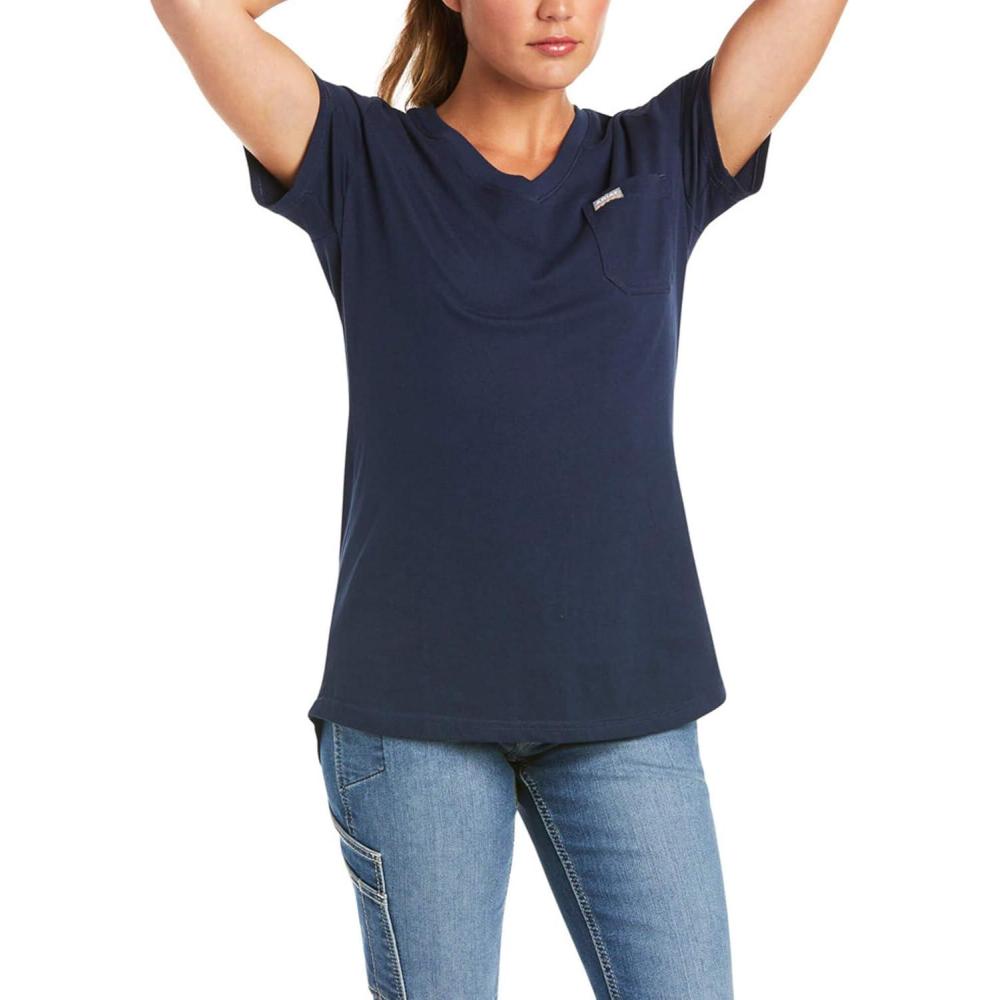 imageARIAT Rebar Cotton Strong Vneck TopNavy