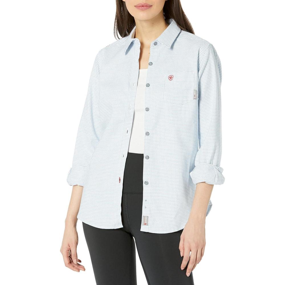 imageAriat Womens Flame Resistant Work ShirtWhitewindowpane