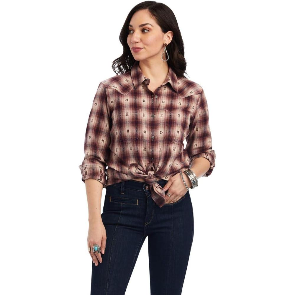 imageAriat Womens Real Billie Jeans ShirtNostalgia Rose Dobby Plaid