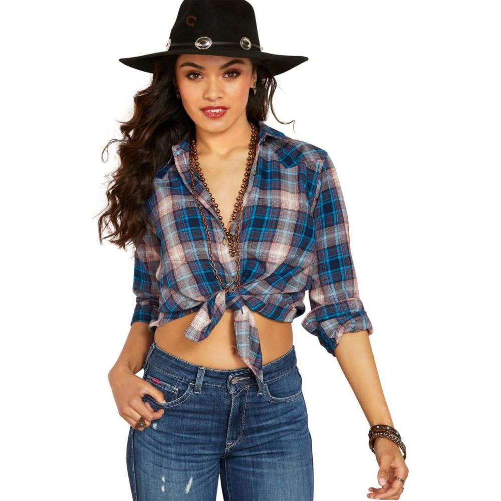 imageAriat Womens Real Billie Jeans ShirtWoodland Plaid