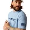 ARIAT Mens Barb Shield T-Shirt(Light Blue Heather)