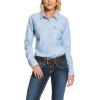 ARIAT Women’s Fr Solid Durastretch Snap Work Shirt(Blue_twill)