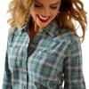 Ariat Women’s Real Billie Jeans Shirt(Aquamarine Dobby Plaid)
