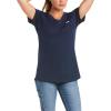 ARIAT Rebar Cotton Strong V-neck Top(Navy)