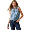 ARIAT Women’s Liberty Embroidered Top, Medium Denim Blue, Size X-Small