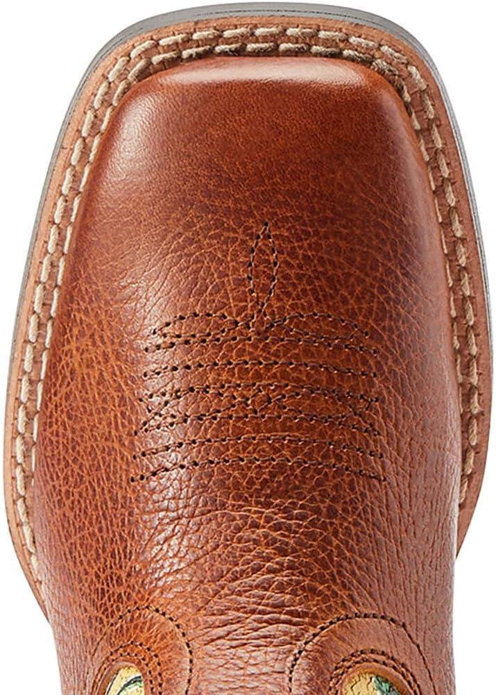 imageARIAT UnisexChild Round Up Wide Square Toe Easy Fit Western BootSpiced CiderDesert Scene