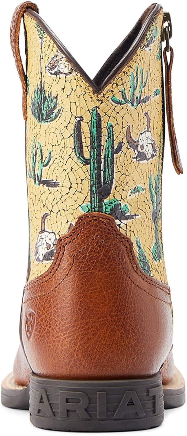 imageARIAT UnisexChild Round Up Wide Square Toe Easy Fit Western BootSpiced CiderDesert Scene