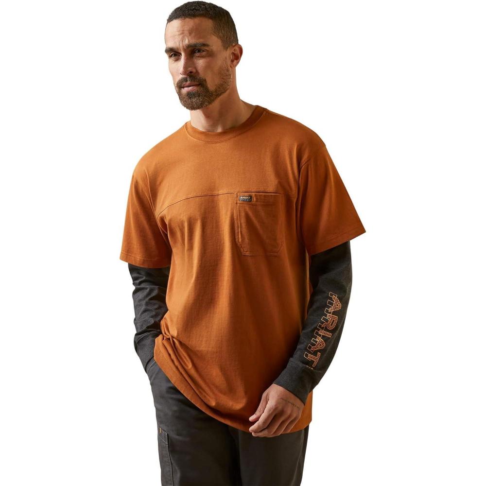 imageARIAT Mens Rebar Cotton Strong DuallyCarmel Cafe Charcoal Heather